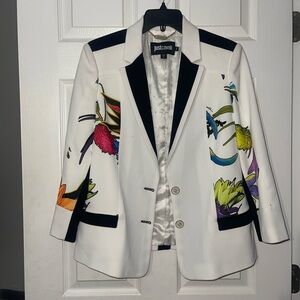 Robert Cavalli blazer White Satin Lining and multi print size 44